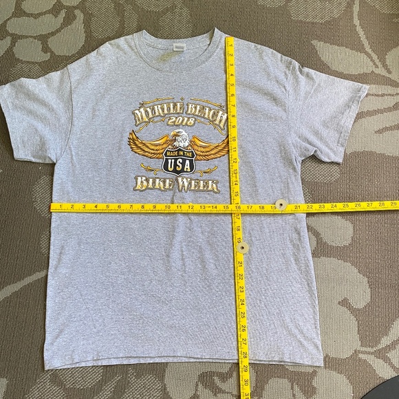 Myrtle Beach Bike Week 2018 Gray Bald Eagle Tee GILDEN Size Men's Large - Picture 5 of 7